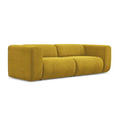 LaMiaSofa 3-zits bank Bari - chenille stof - mosterd - 228x89x70