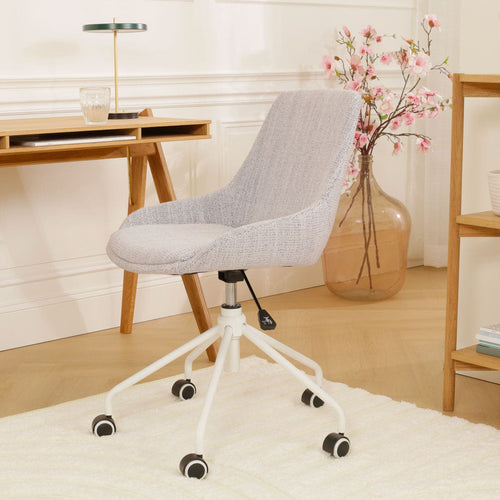 Nolon Nout-Isa Bureaustoel Beige Gemêleerd - Stof - Wit Onderstel - vtwonen shop