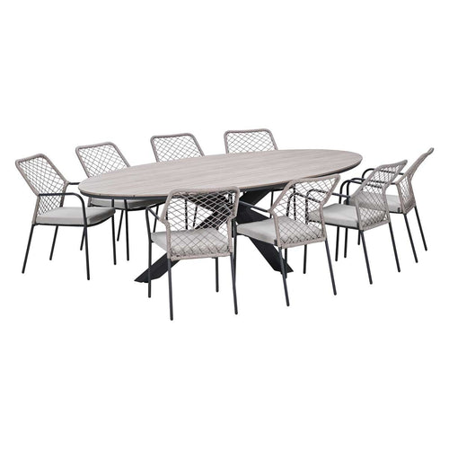Garden Impressions Tuinset Ross 9-delig - Tulli tuintafel ovaal 280x140 cm