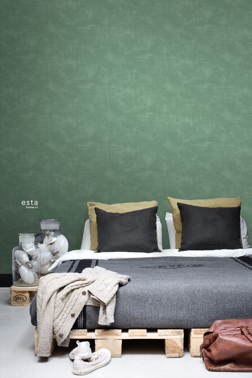 ESTAhome behang betonlook donkergroen - 53 cm x 10.05 m - 139020