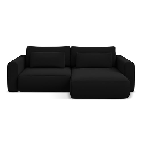 LaMiaSofa hoekbank rechts Perugia - velours - zwart - 240x149x82
