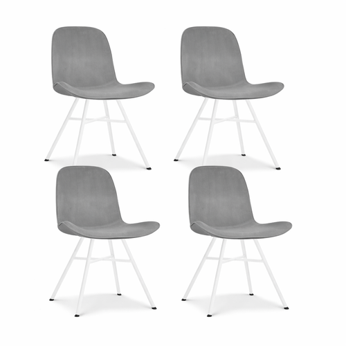 Nolon Noa-Fé Eetkamerstoelen Set van 4 - Velvet Grijs - Witte Poten