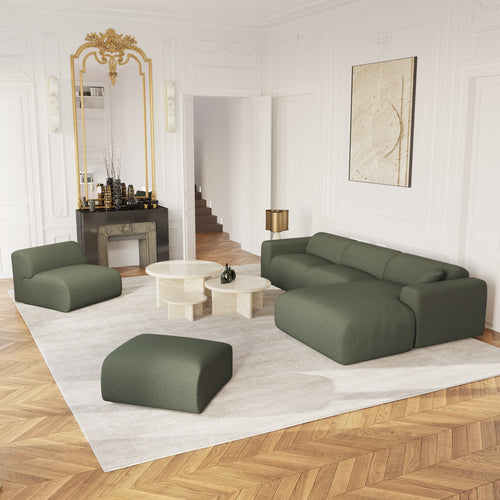 Sia Home - Grote hoekbank MYRA - kruispatroonweefsel olijfgroen 280cm