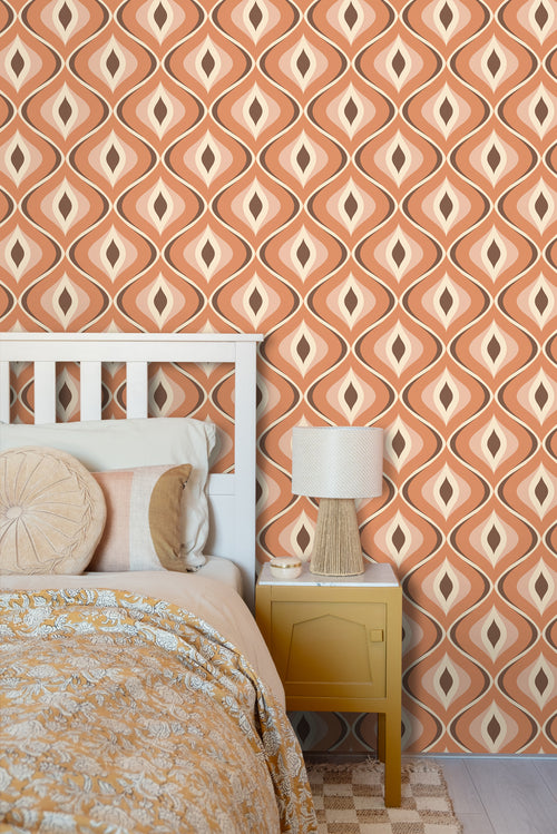 ESTAhome behang retro ornamenten oranje en bruin - 50 x 900 cm - 130986 - vtwonen shop