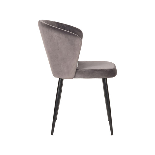 LABEL51 Eetkamerstoel Wave - Grijs Velvet - Zithoogte 50cm - Set van 2