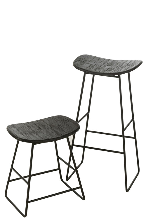 J-Line barkruk Rechthoekig - metaal - zwart - large