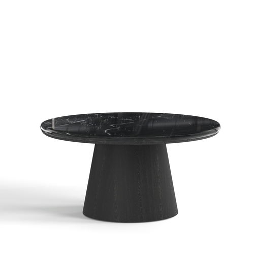 Premium Interiors - Salontafel VERO - multiplex, zwart eiken en natuurlijk zwart marmer zwart marmer 80cm