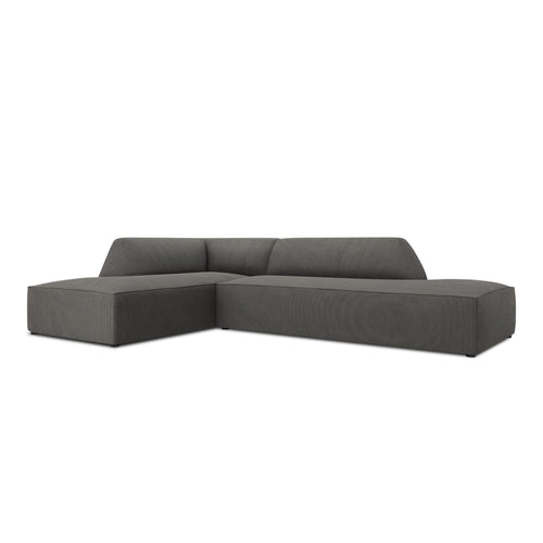 Cosmopolitan Design - Modulaire hoekbank links Siena 4-zits, ribfluwelen donkergrijs - 180x273x69cm