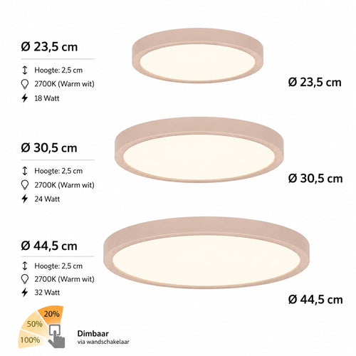 Highlight plafondlamp Piatto - 1 lichts - 23.5  x 2.5   cm - beige