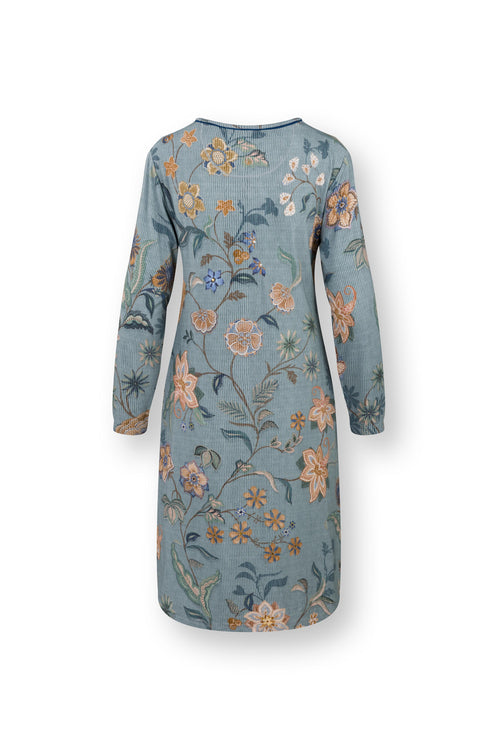 Pip Studio - Destiny Nachthemd Lange Mouw Dames - Safari Bloom - Blauw - S - vtwonen shop
