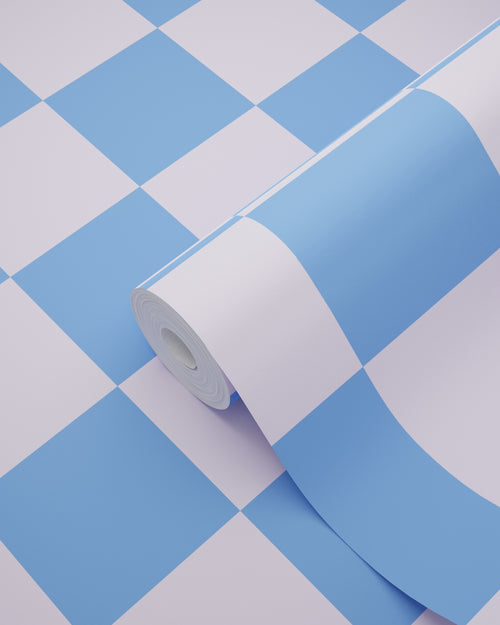 ESTAhome behang geblokt motief lila paars en pastelblauw - 53 cm x 10.05 m - 130912 - vtwonen shop