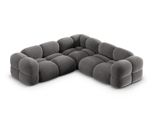 Cosmopolitan Design Hoekbank Loretto 4-zits, flueel grijs - 250x250x68cm
