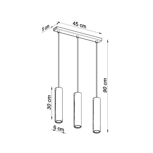 Sollux Lighting Hanglamp LAGOS 3L zwart - 45x6x90cm