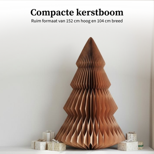 Mica Decorations Papieren Kerstboom - Opvouwbare Kunstkerstboom - H152 x Ø104 cm - Kerst Decoratie - FSC Mix - Bruin