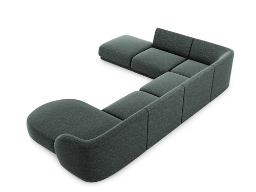 Micadoni Panoramische hoekbank links Miley 6-zits, chenille, olie - 255x330x70cm