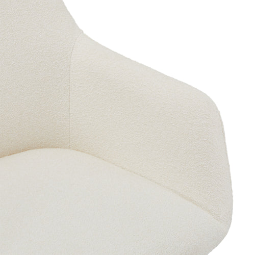 Furnhouse eetkamerstoelen armleuning Helena - Crème wit - Stof (Bouclé) - Set van 2