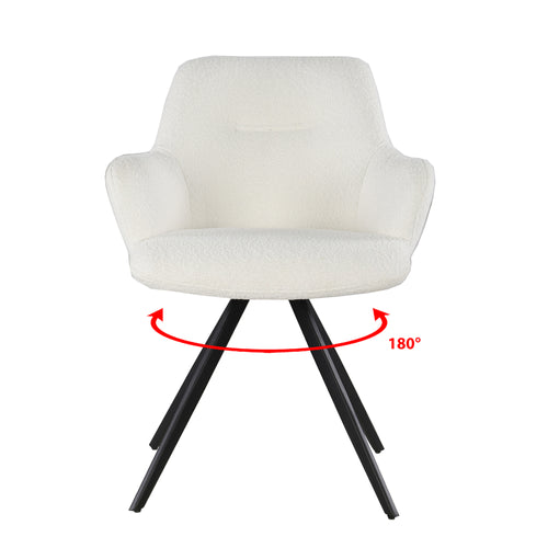 Livingfurn eetkamerstoel Doreen - boucle - wit - 2 stuks - vtwonen shop