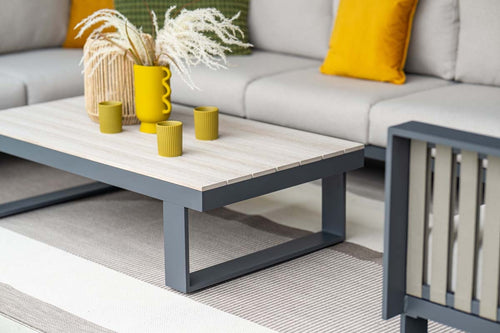 7-persoons loungeset Bologna - hoekbank met fauteuil -met loungetafel