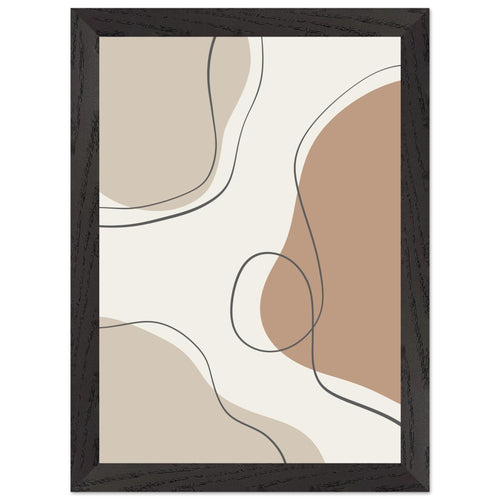 Artfulprints Poster met Lijst Boho – Earth lines   - A4 21x29.7 cm - Grijs