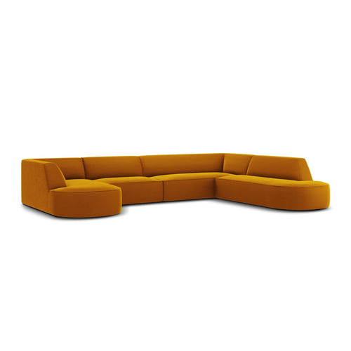 Cosmopolitan Design - Panoramische hoekbank Siena 7-zits, flueel geel - 273x366x69cm