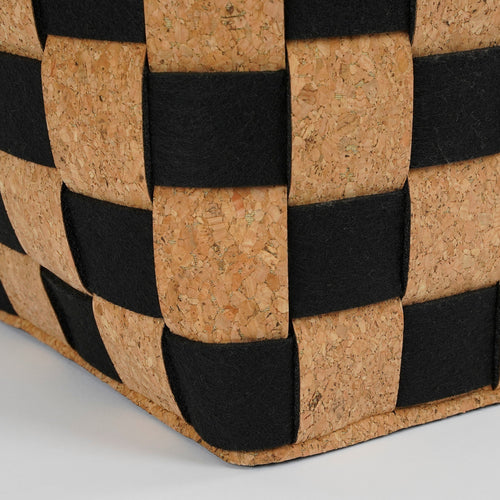 Mica Decorations Opbergmand - Set van 3 - L40 x B30 x H30 cm - Kurk/Vilt - Zwart - vtwonen shop