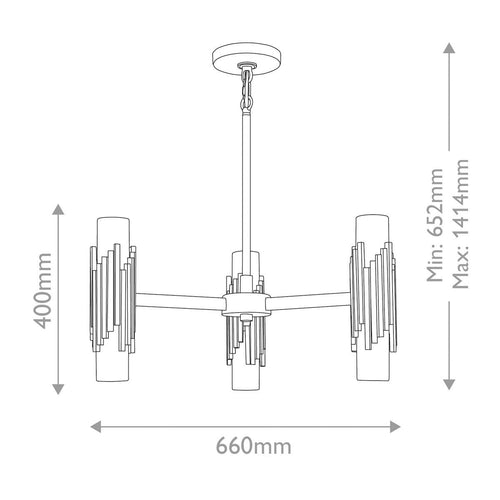 Mehrarmige Pendelleuchte, modernes gealtertes Messing, 6 x E14