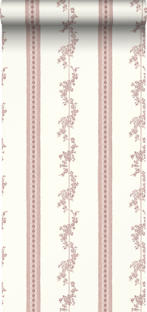 Borastapeter behang bloemen beige en roze - 53 cm x 10.05 m - 660048