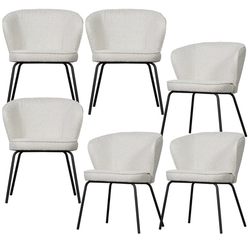 WOOOD eetkamerstoelen Admit - Bouclé - Naturel - Set van 6