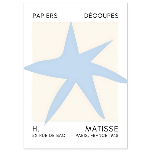 Artfulprints  Matisse – Star of the sea light blue   poster A4 21x29.7 cm - vtwonen shop