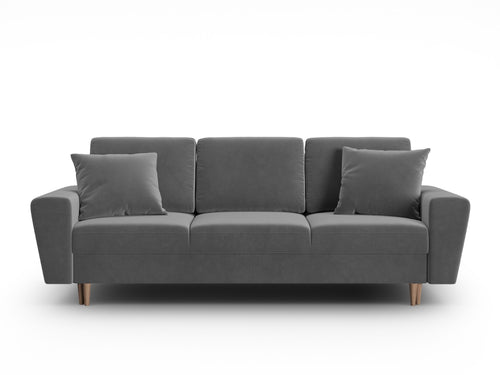 Cosmopolitan Design Slaapbank met opbergdoos Kyoto 3-zits, flueel lichtgrijs - 100x235x88cm
