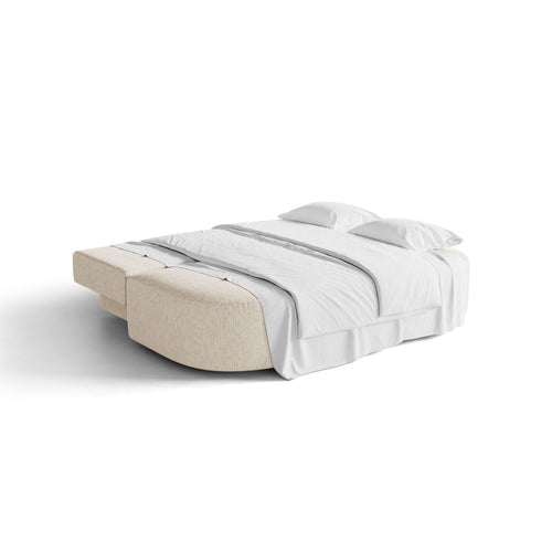 Cosmopolitan Design - Slaapbank met opbergdoos Sophia 3-zits, structurele stof lichtbeige - 110x202x89cm