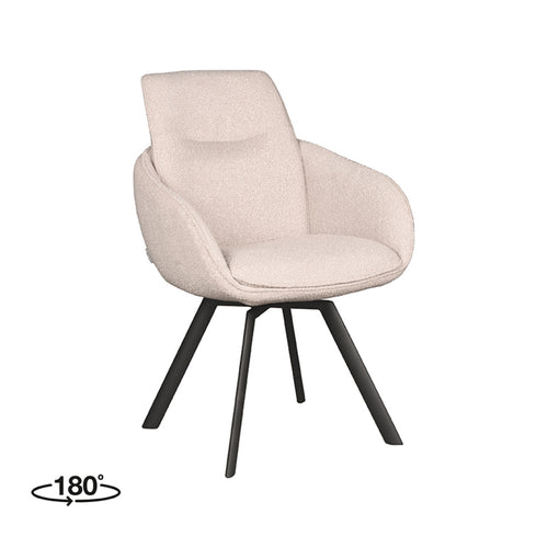 LABEL51 Eetkamerstoel Beauty - Naturel Bouclé - Draaibaar - vtwonen shop