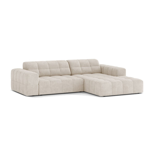 Cosmopolitan Design - Rechter hoekbank Chicago 3-zits, chenille lichtbeige - 167x234x78cm