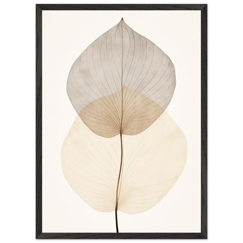 Artfulprints Poster met Lijst Japandi leaf   - 50x70 cm - Taupe