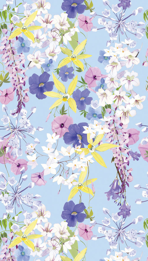 Livingwalls behang bloemen meerkleurig, lila paars, geel, blauw en roze - 159 x 280 cm - AS-391961 - vtwonen shop
