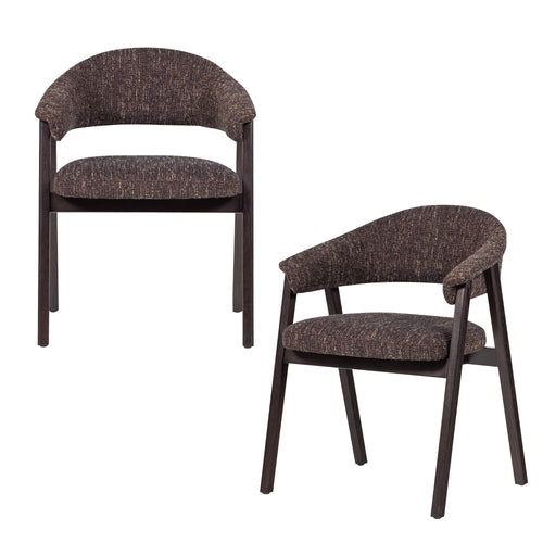 WOOOD eetkamerstoel met armleuning Tunar - Hout - Donkerbruin - Set van 2 - 77x60x61