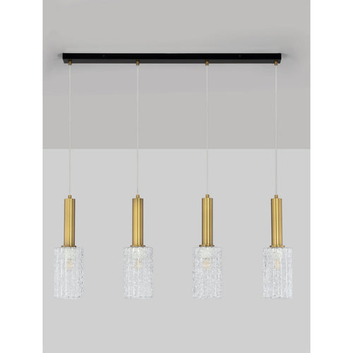 Nova Luce CERTA Hanglamp voor aan het plafond, transparant, gestructureerd, goudkleurig, E27, 4x12W