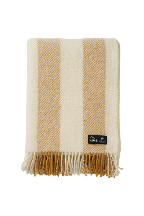 Klippan 100% wollen deken - Gotland - vertical stripe - geel- boter geel- 130x200cm - vtwonen shop