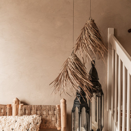 NOA MAY Hanglamp Fringe -naturel - palmblad - Ø 33 x h 33 cm