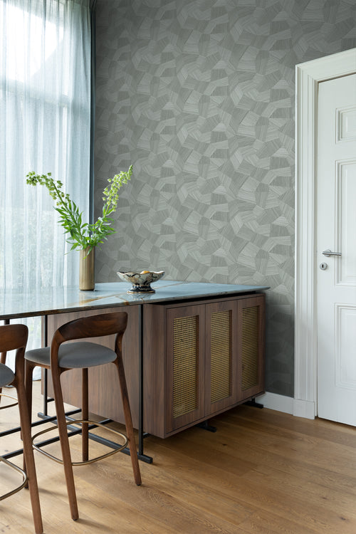 Origin Wallcoverings eco-texture vliesbehang grafisch 3D motief blauw grijs - 0.53 x 10.05 m - 347820 - vtwonen shop