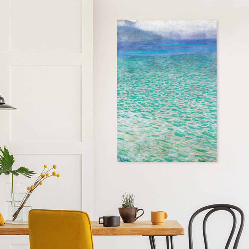 Artfulprints Poster met Lijst Gustav Klimt - Attersee   - A4 21x29.7 cm - Turquoise