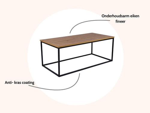 MaximaVida rechthoekige salontafel Kiev 120 cm  x 60 cm - rustiek eikenhout fineer - vtwonen shop