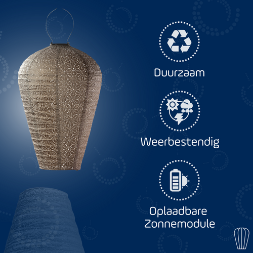 Lumiz solar lampion - sashiko balloon - xl - licht taupe - vtwonen shop