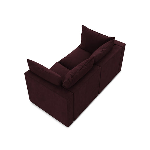 LaMiaSofa Tweezits modulaire bank Ravenna - textuurstof - bordeaux - 180x90x77