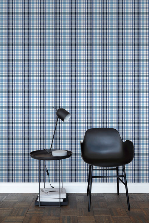 ESTAhome behang ruiten blauw - 53 cm x 10.05 m - 138820