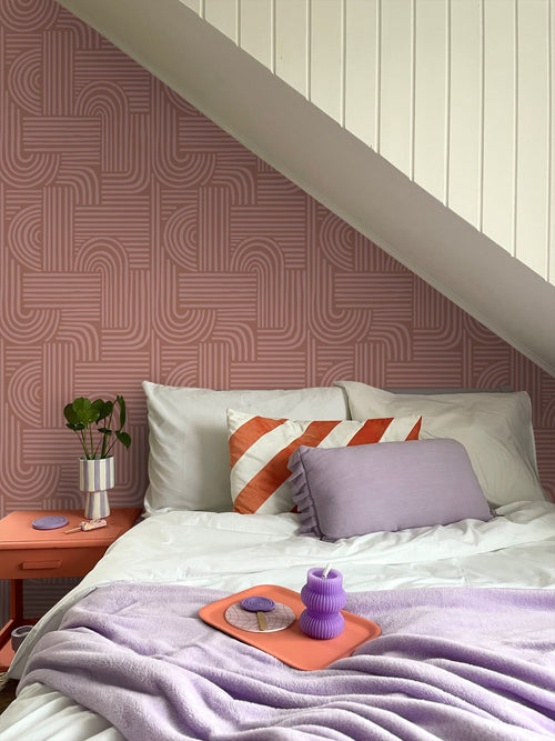 ESTAhome behang grafisch 3D motief terracotta roze - 50 x 900 cm - 131490 - vtwonen shop