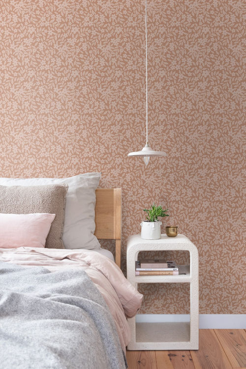 ESTAhome behang bloemetjes terracotta roze - 50 x 900 cm - 131445