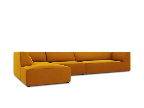 Micadoni linker hoekbank Ruby 5-zits, flueel, geel - 180x366x69cm
