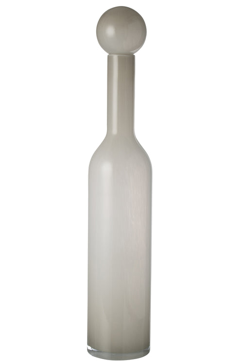 J-Line vaas fles + stop Effen - glas - wit - large - vtwonen shop