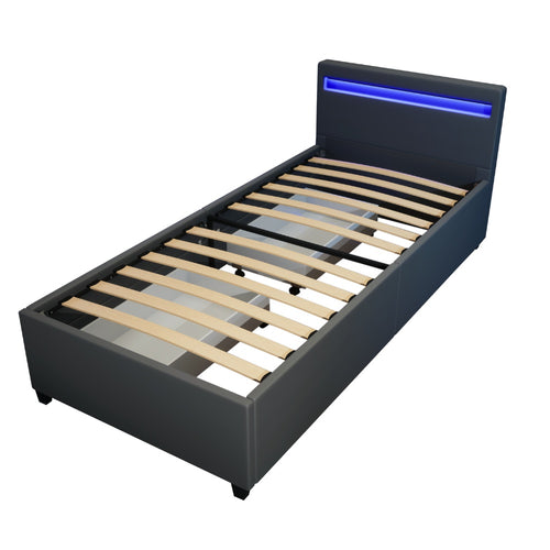 Home Deluxe LED bed NUBE donkergrijs 90 x 200 cm